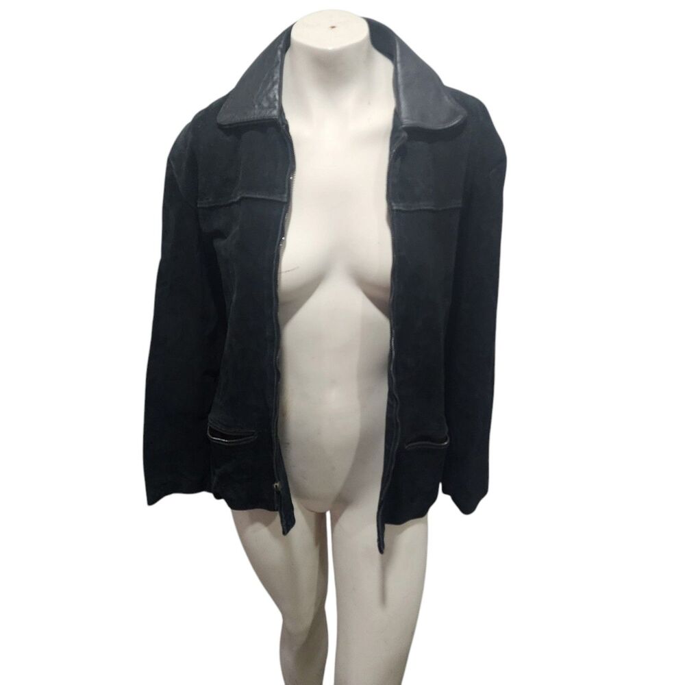 Paolo Italian Fashion Vintage Suede Leather Jacket Womens Sz Large Full Zip Moto